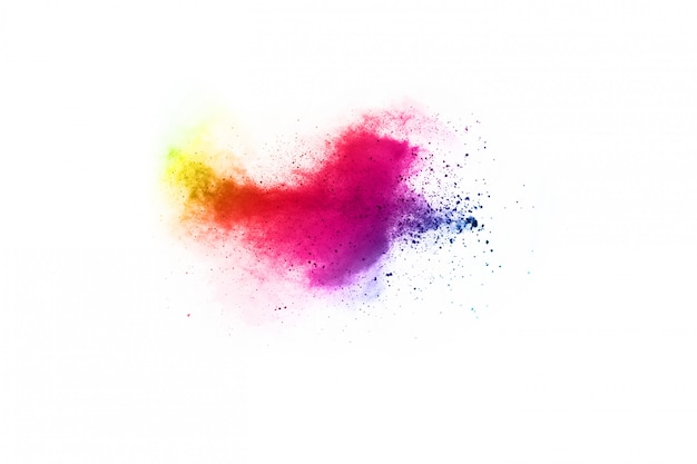 Colorful powder explosion on white background. 