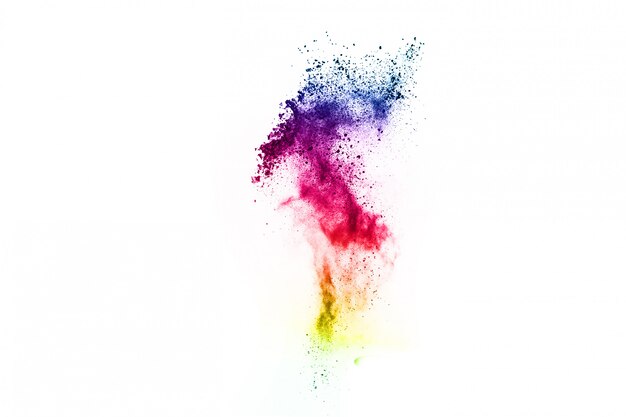 Colorful powder explosion on white background.  