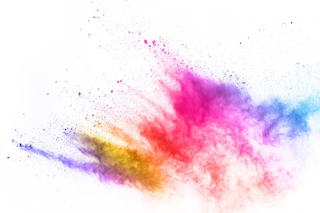 Colorful powder explosion on white background.  