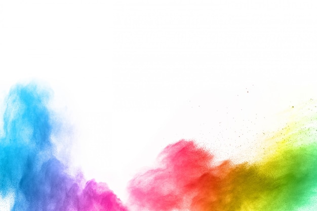 Colorful powder explosion on white background. 