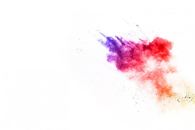 Colorful powder explosion on white background.  