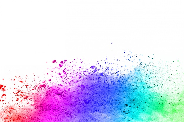 Colorful powder explosion on white background.  