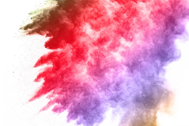 Colorful powder explosion on white background.  