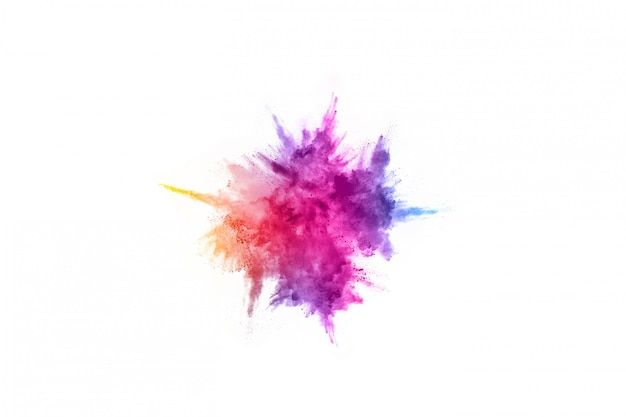 Colorful powder explosion on white background.  