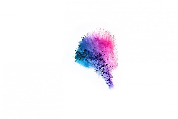 Colorful powder explosion on white background.  