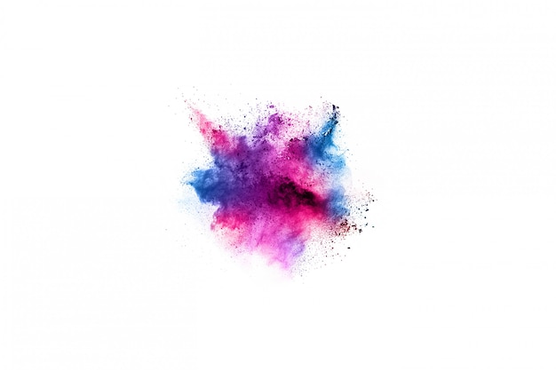 Colorful powder explosion on white background.  