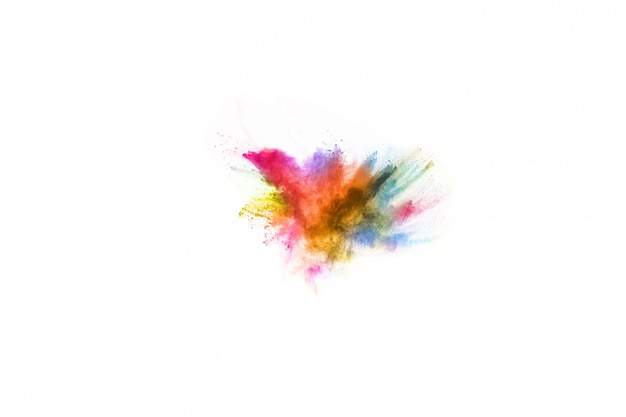 Colorful powder explosion on white background.  