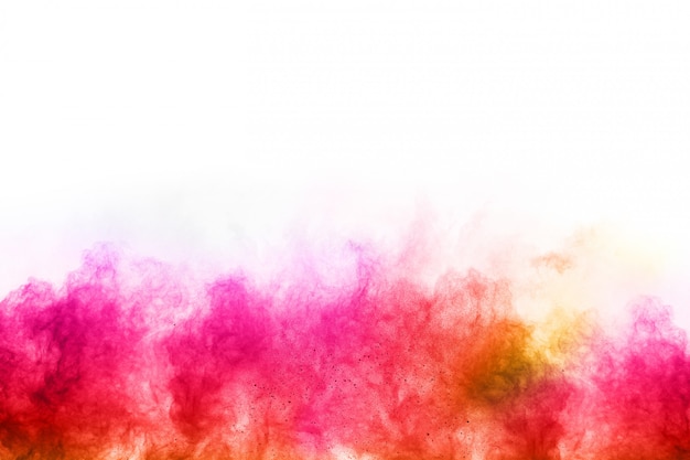 Colorful powder explosion on white background.  