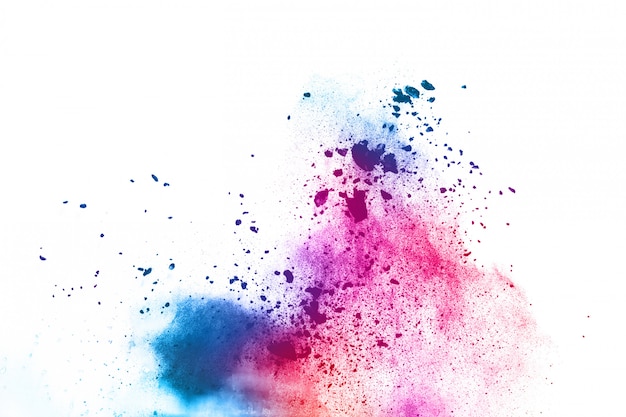 Colorful powder explosion on white background 