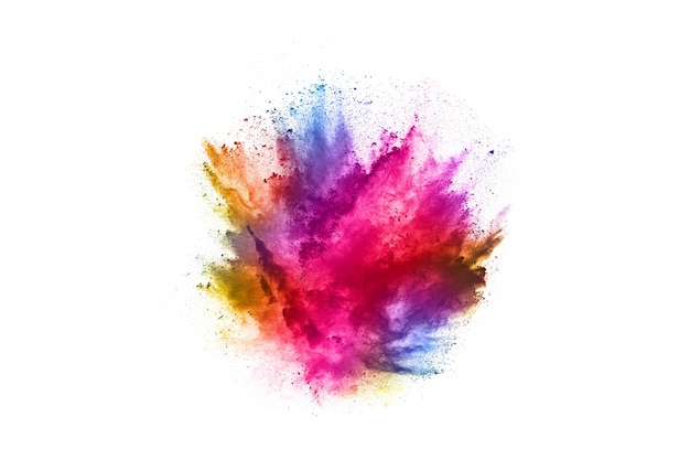 Colorful powder explosion on white background