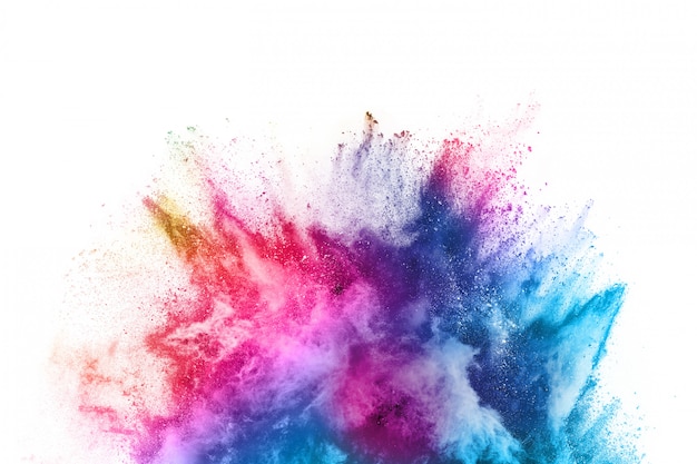 Colorful powder explosion on white background