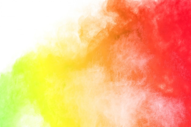 Colorful powder explosion on white background.