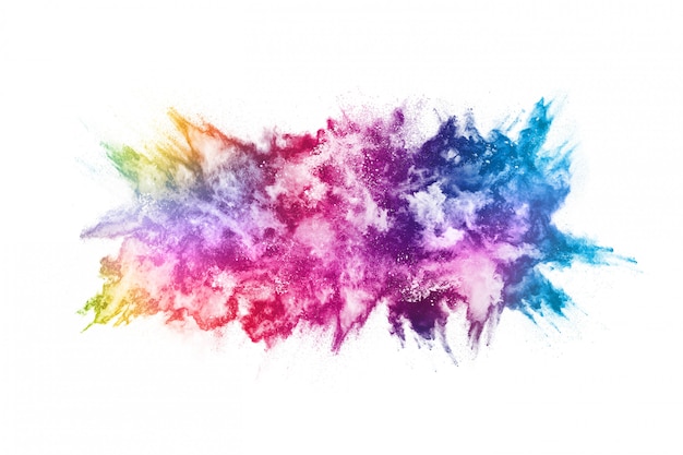 Photo colorful powder explosion on white background