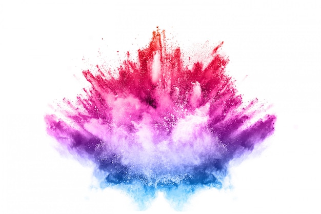 Photo colorful powder explosion on white background