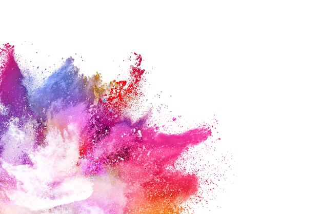 Colorful powder explosion on white background