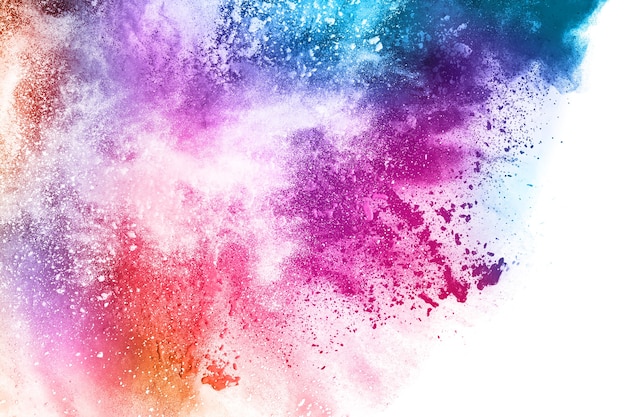 colorful powder explosion on white background