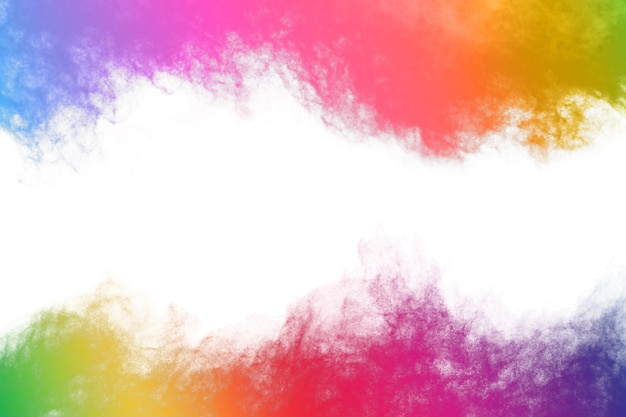 Colorful powder explosion on white background