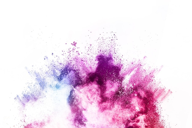 Photo colorful powder explosion on white background