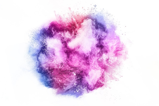 Colorful powder explosion on white background