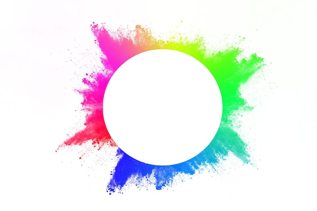 Photo colorful powder explosion on white background