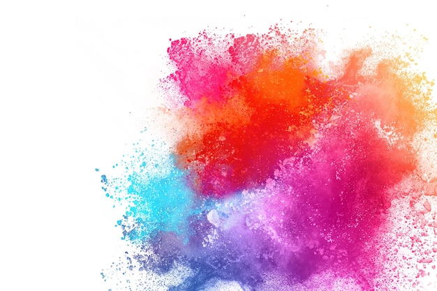 Colorful powder explosion on white background