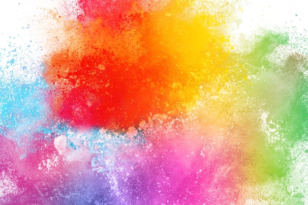 Colorful powder explosion on white background