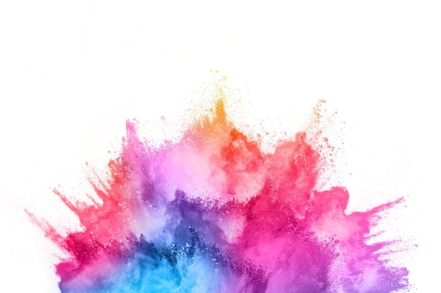 Colorful powder explosion on white background