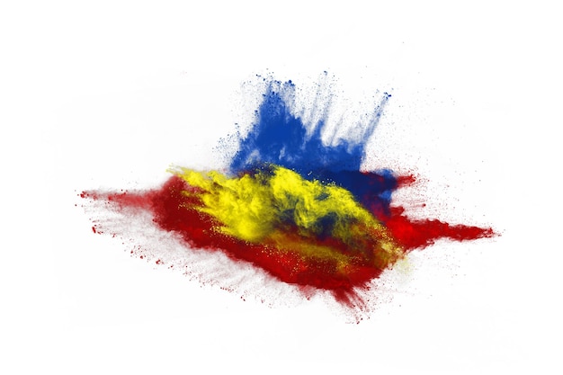 Colorful powder explosion on white background