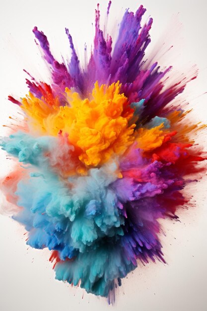 Colorful powder explosion on white background