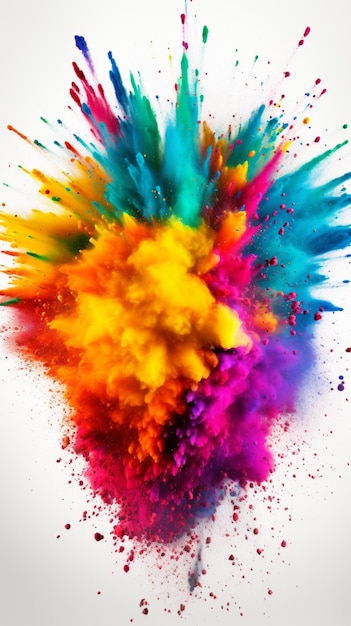 Colorful powder explosion on white background