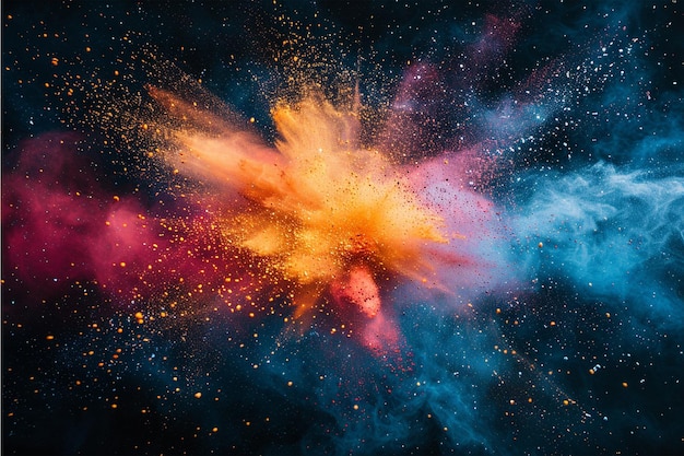 Colorful powder explosion on white background