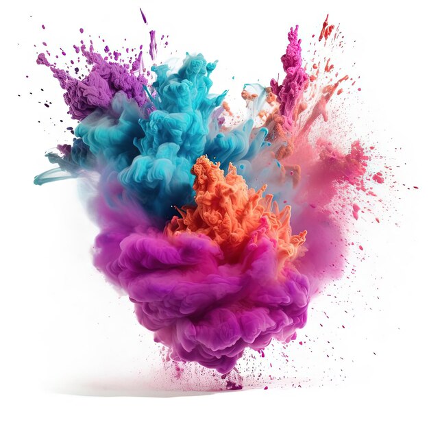 colorful powder explosion on a white background