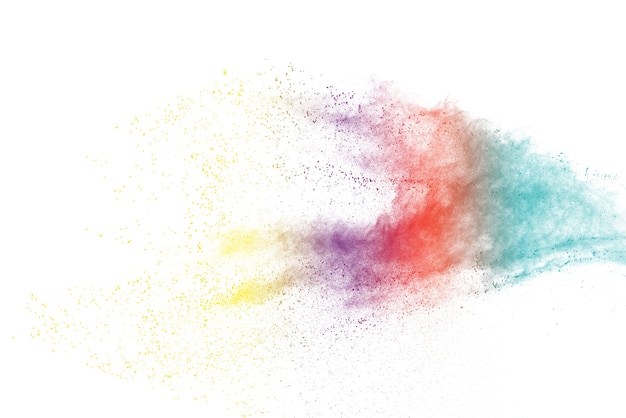 Photo colorful powder explosion on white