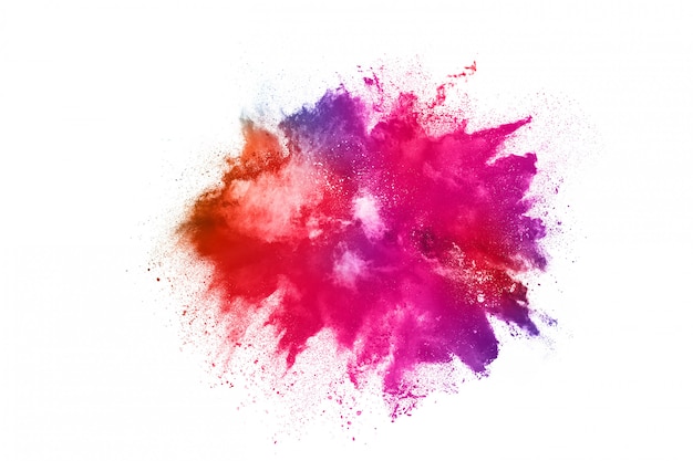 Colorful powder explosion on white.  