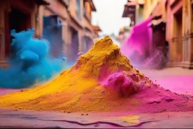 Colorful powder explosion