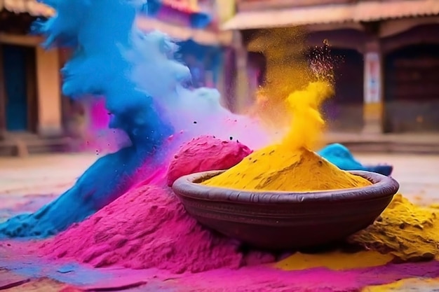 Colorful powder explosion