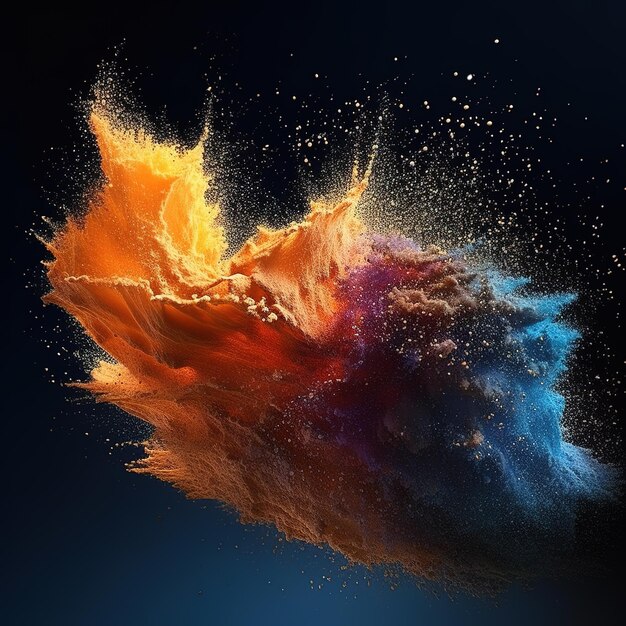 Colorful powder explosion