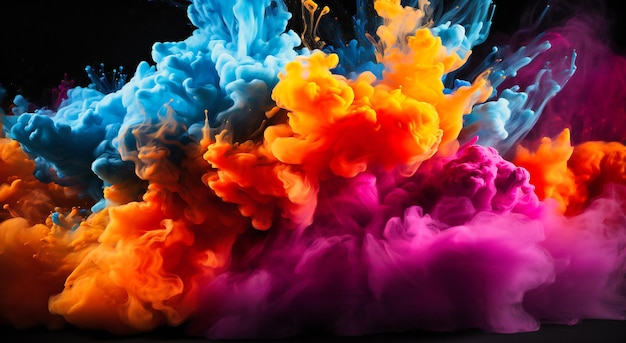 colorful powder falling with a black background