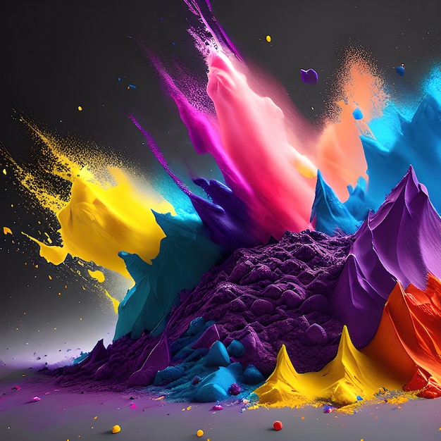 Colorful powder mix splash with dark background