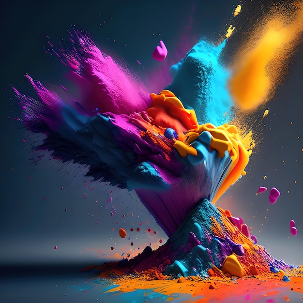 Colorful powder mix splash with dark background