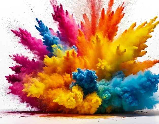 Photo colorful powder splash on a white background