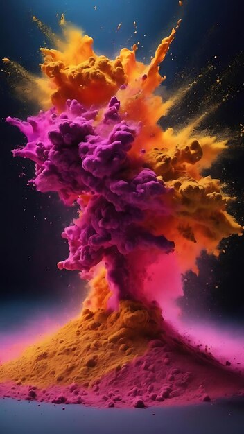 Photo colorful powder splashing in the air