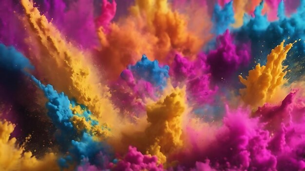 Colorful powder splashing in the air