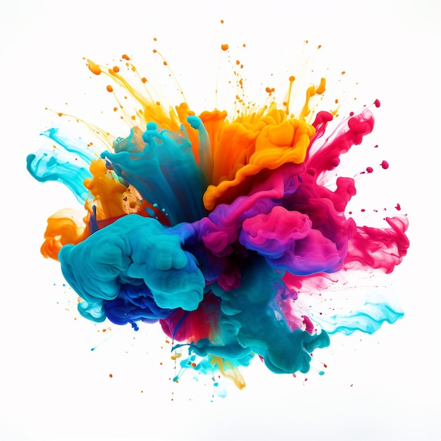 Colorful powder splatter on white isolated background