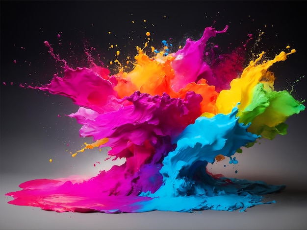 Photo colorful power splash with black background