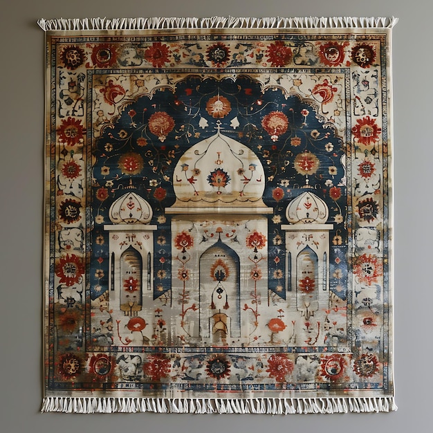 Foto concept musulmano del tappeto di preghiera colorato