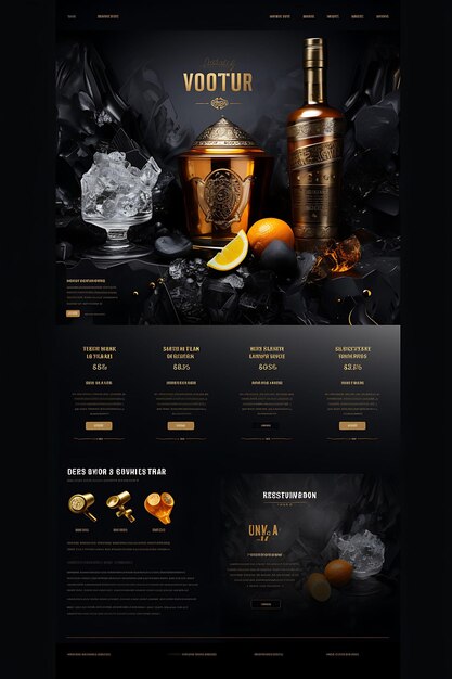 Photo colorful premium vodka with a sleek black and gold palette metallic a creative concept ideas design
