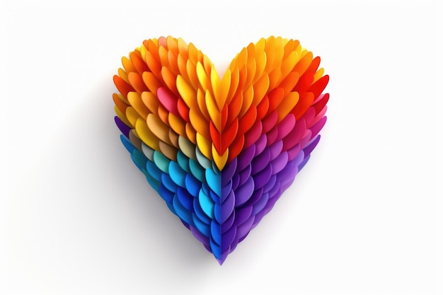 Colorful pride month abstract heart symbol on white background LGBT colorful wallpaper ai generative