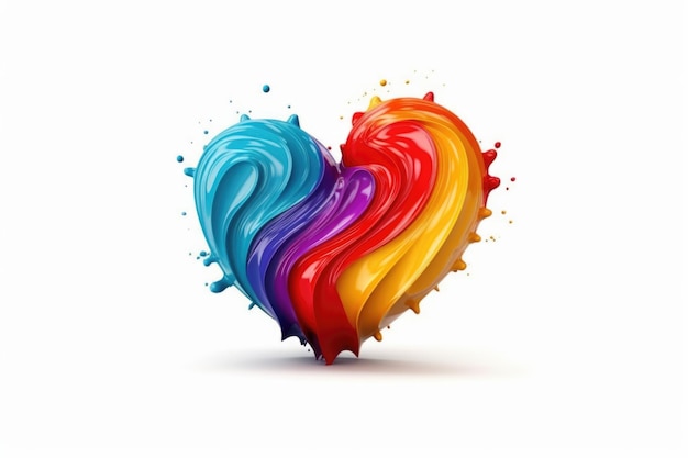 Colorful pride month heart symbol made with paint on white background LGBT colorful wallpaper