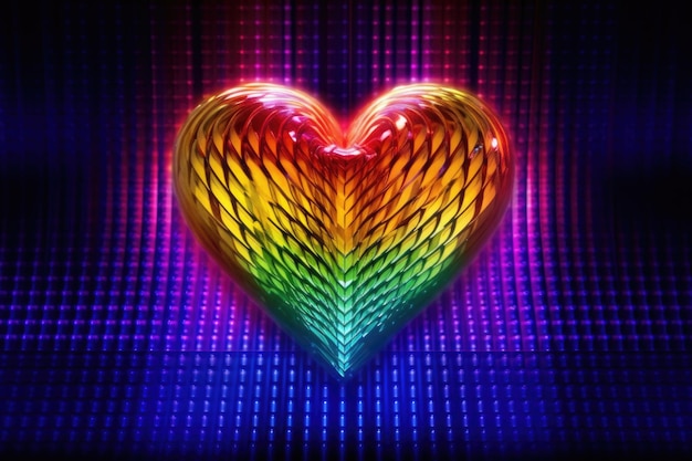 Photo colorful pride month shiny background with heart symbol lgbt colorful wallpaper ai generative